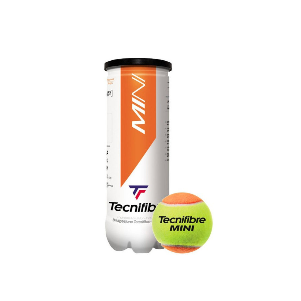 Tubo com 3 Unidades de Mini bolas de T&ecirc;nis Amarelo/Laranja Tecnifibre