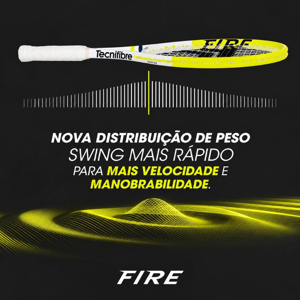 Miniatura 12.0 de Raquete de T&ecirc;nis Fire 285 Branco/Verde Lim&atilde;o Tecnifibre